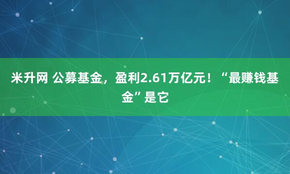 米升网 公募基金，盈利2.61万亿元！“最赚钱基金”是它